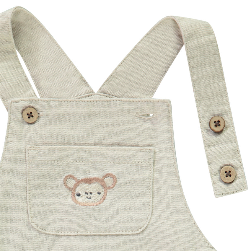 Conjunto peto corto + camisa de manga corta a rayas para bebé niño 