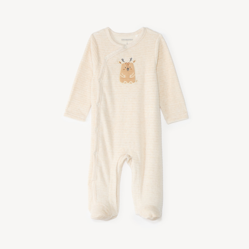 Pijama de felpa para bebé niño con estampados de animales, con acabados diferentes según la edad 