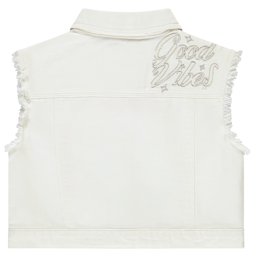 Chaqueta sin mangas de denim efecto raw cut para niña 