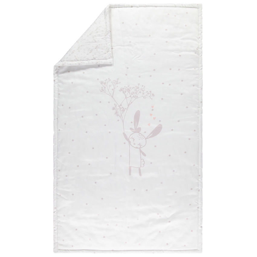 Edredón de cuna en popeline con estampado de conejito 