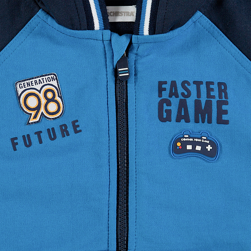 Chándal de 3 piezas con camiseta de rayas, chaleco y pantalón liso 