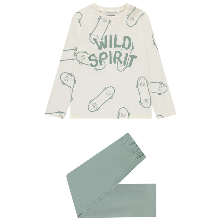 Conjunto de pijama largo de punto estampado de patines para niño 