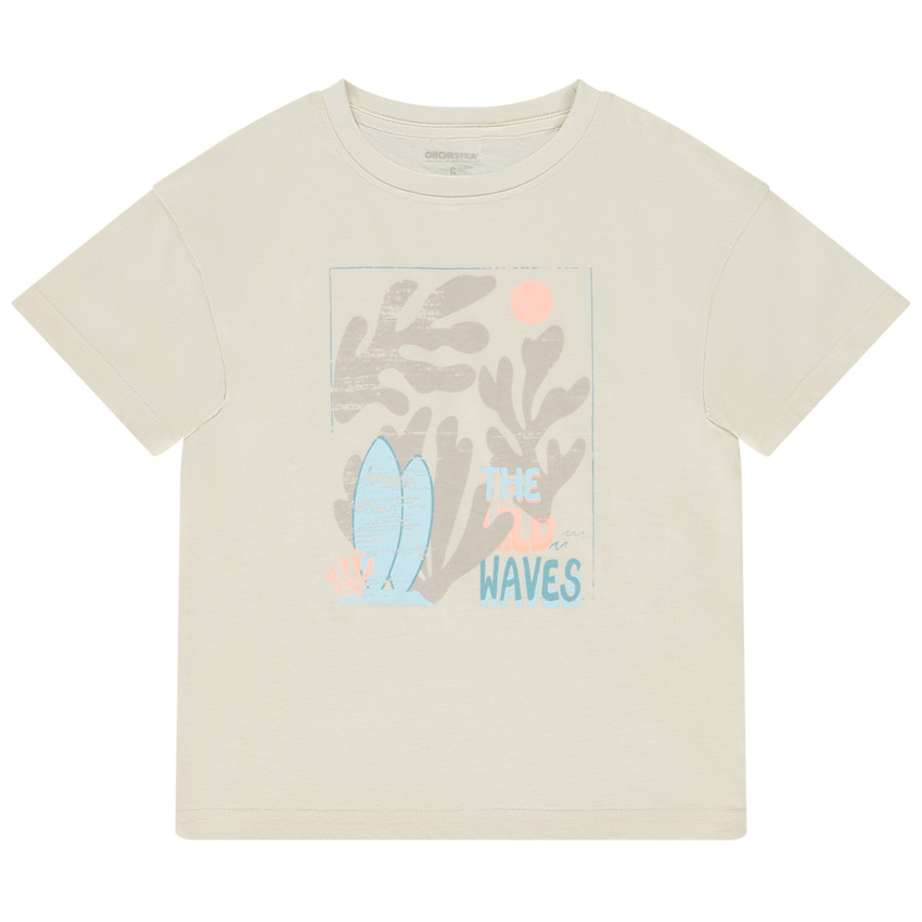 Camiseta de manga corta con estampado de algas para niño 