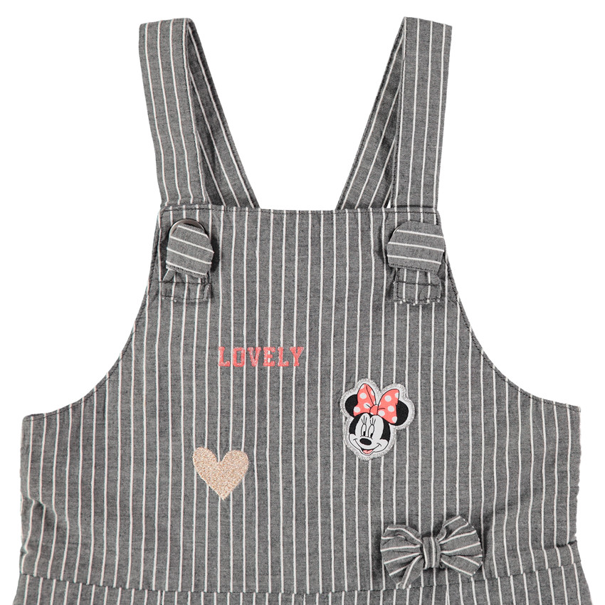 Peto corto con rayas verticlaes y detalles de Minnie Disney 