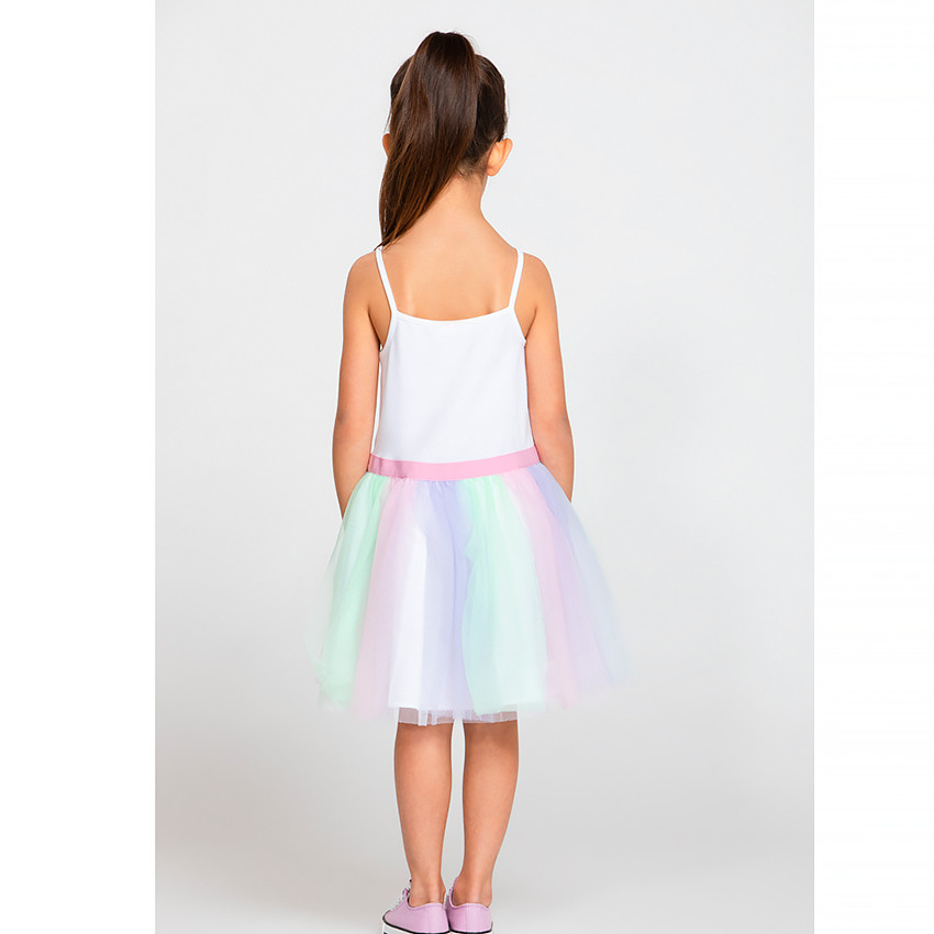 Robe à bretelles en maille et tulle pour fille 