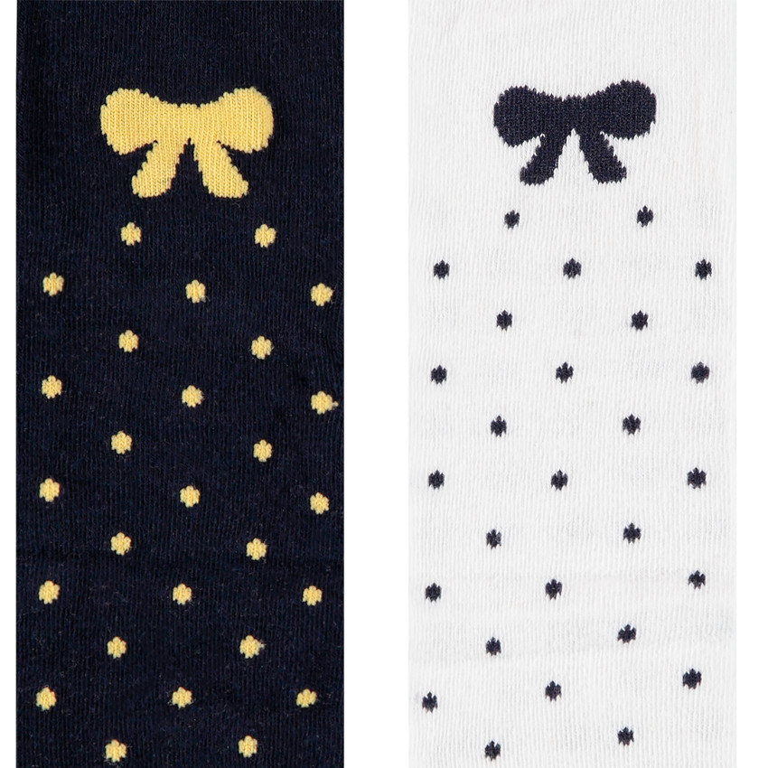 Pack de 2 leotardos de lunares y lazo 