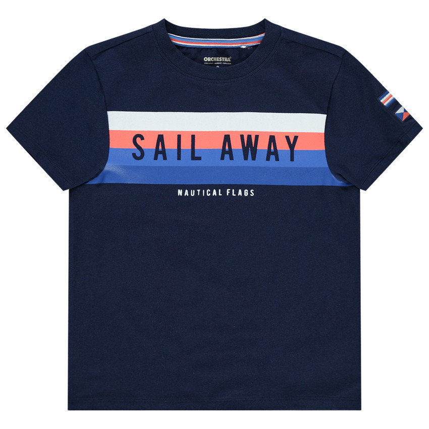 Camiseta de manga corta con rayas que contrastan 