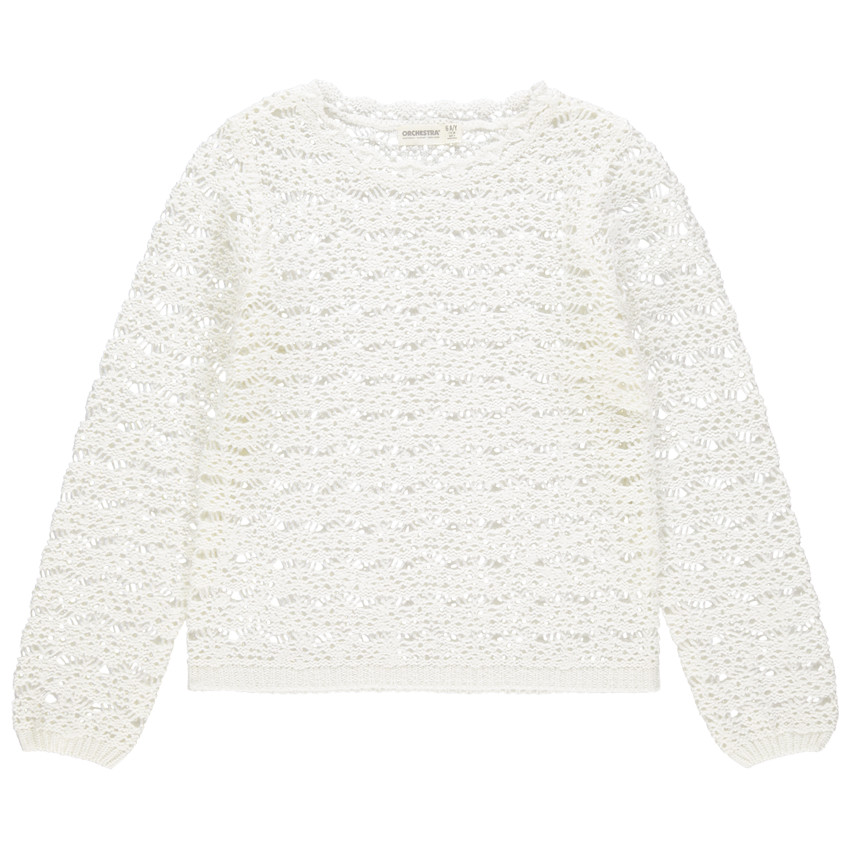 Pull en maille ajourée blanc 