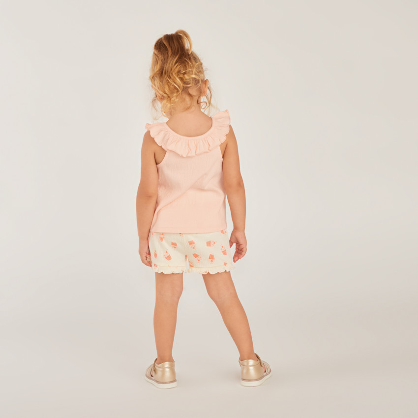Conjunto corto de 2 piezas: blusa sin mangas + pantalones cortos para niña bebé. 