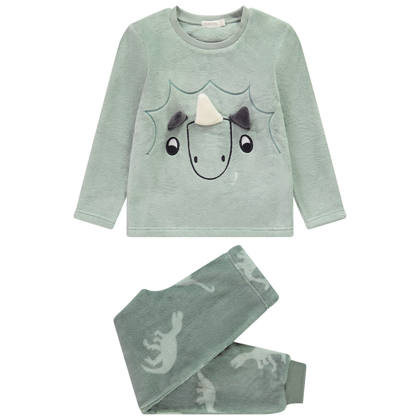 Conjunto de pijama de terciopelo con estampado de dinosaurio para niño 