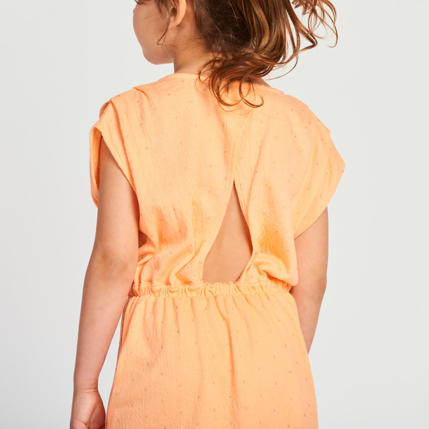 Vestido de manga corta con estampado de flores fantasía para niña 