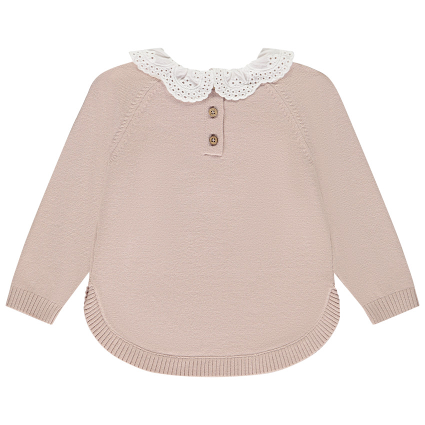 Suéter de punto con cuello babero bordado para bebé niña 