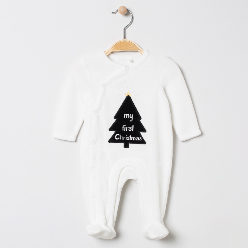 Pelele de terciopelo con estampado de árbol de Navidad para bebé 