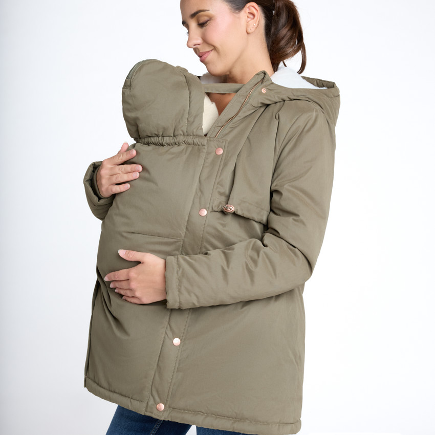 Parka de embarazo evolutiva forrada en sherpa 