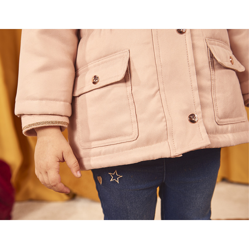 Parka 2 en 1 con forro de piel sintética para bebé niña 