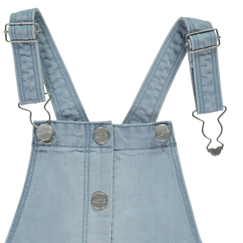 Salopette corta y amplia de mezclilla con bolsillos para niña 