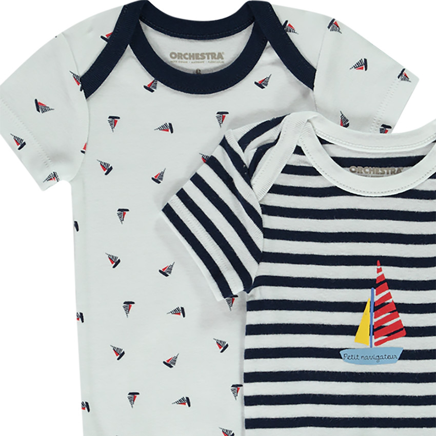 Pack de 7 bodies estampados de veleros para bebé niño 