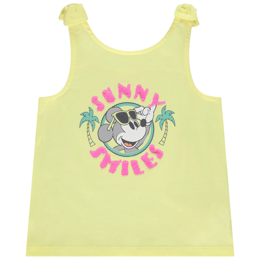 Camiseta sin mangas con estampado de Mickey Disney y lentejuelas mágicas para niña 