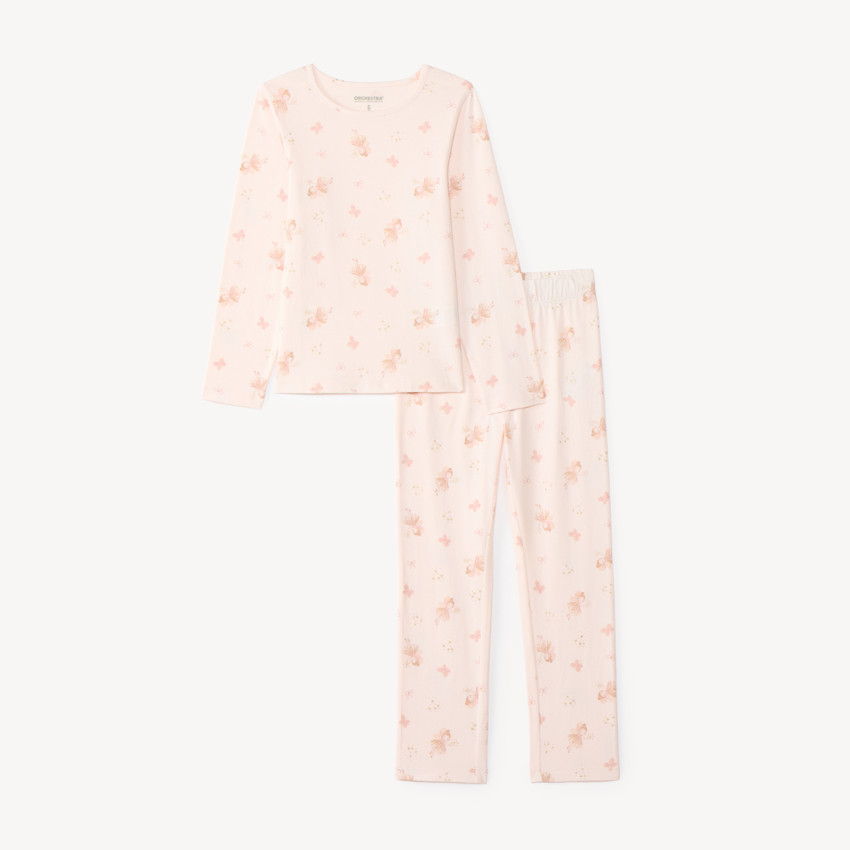 Conjunto de pijama de 2 piezas con mangas largas y estampado de hada para niña 