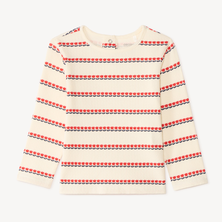 Camiseta de manga larga niña con estampado de tulipanes 