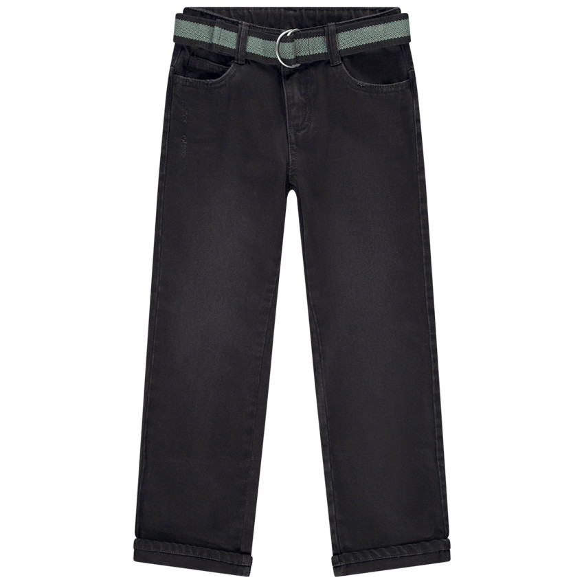 Vaqueros rectos efecto desgastado con cinturón desmontable para niño 