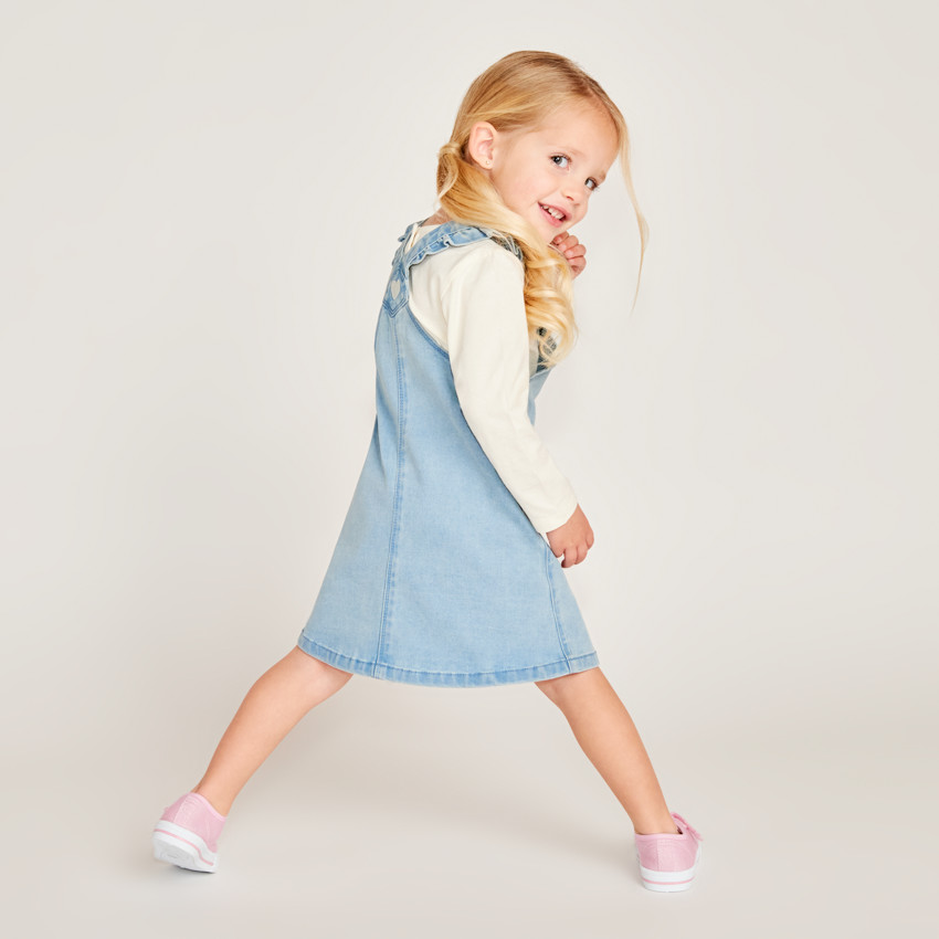 Vestido Peto Con Corazones Dorados Para Bebé Niña 