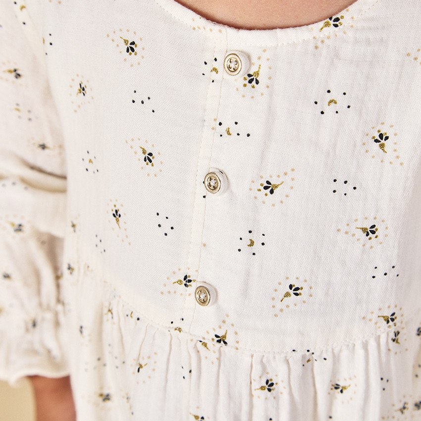 Ropa de bebé niña con mangas largas de gasa estampada 