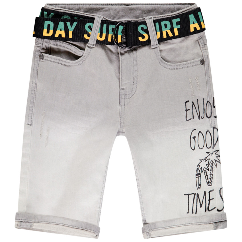 Bermuda en jean effet dip dye avec ceinture pour garçon 