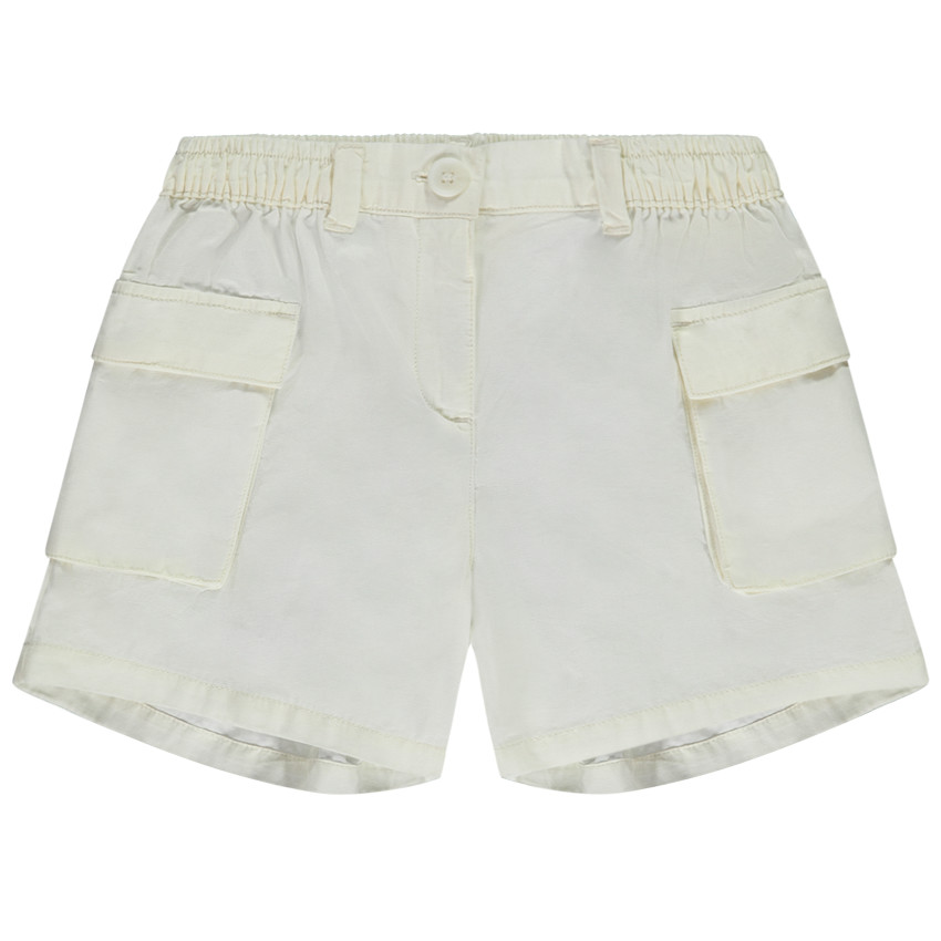 Short de tela con bolsillos y cintura elástica para niña 