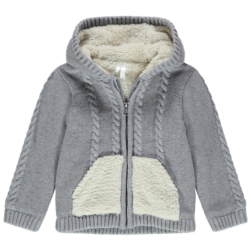 Chaleco de punto con capucha forrado sherpa  