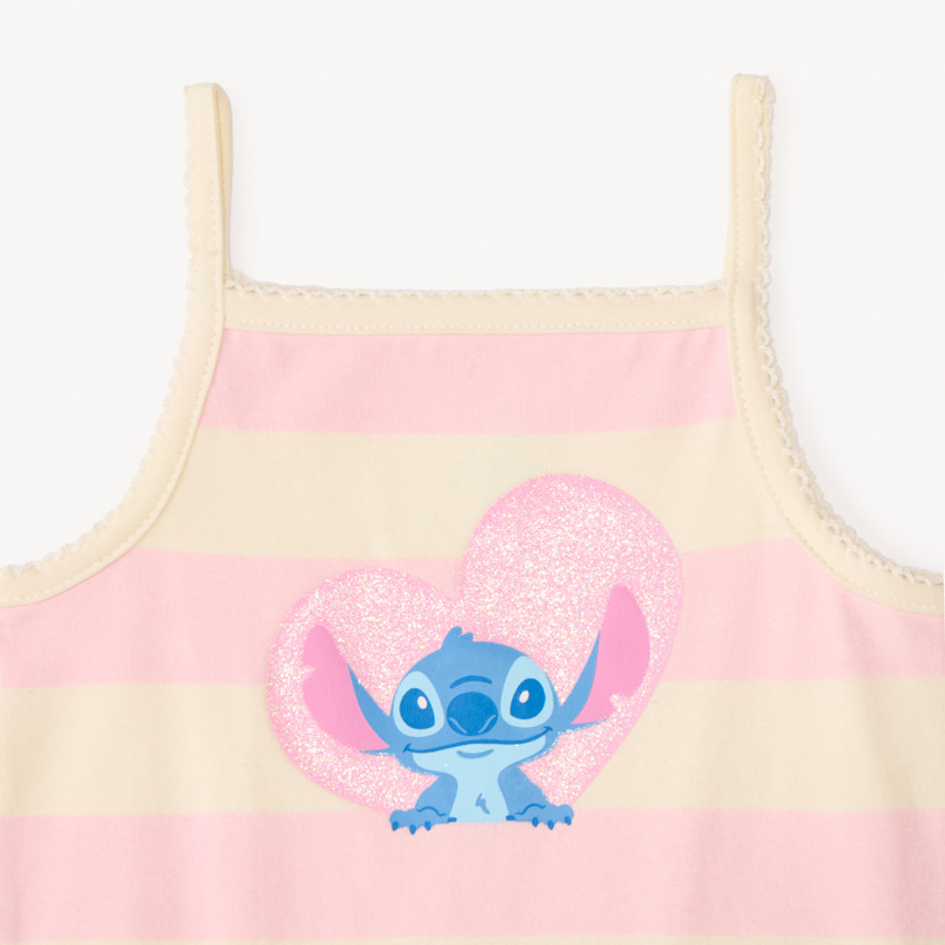Pack de 3 bodies de tirantes con estampado de Stitch de Disney para niña bebé. 