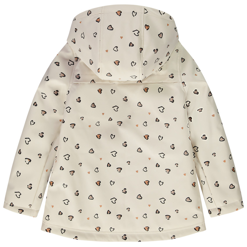 Parka goma repelente al agua con estampado de corazones para niña 