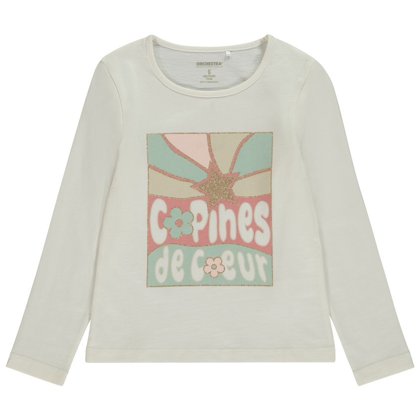 Camiseta de manga larga estampado fantasía con purpurina para niña  Additional Camiseta de manga larga estampado fantasía con purpurina para niña
