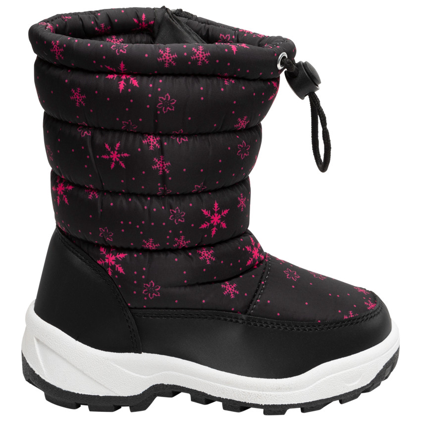 Botas de nieve con cuello acolchado impreso y suela de goma para niña 