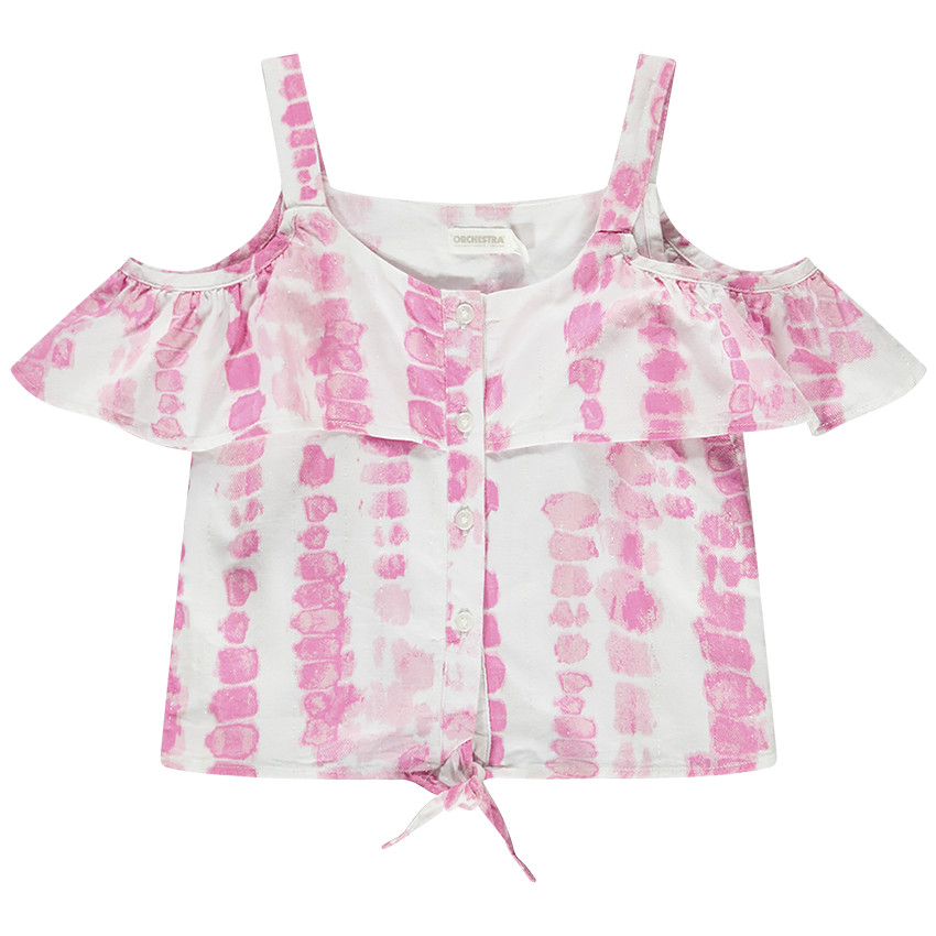 Camisa de manga corta con hombros al descubierto para niña 