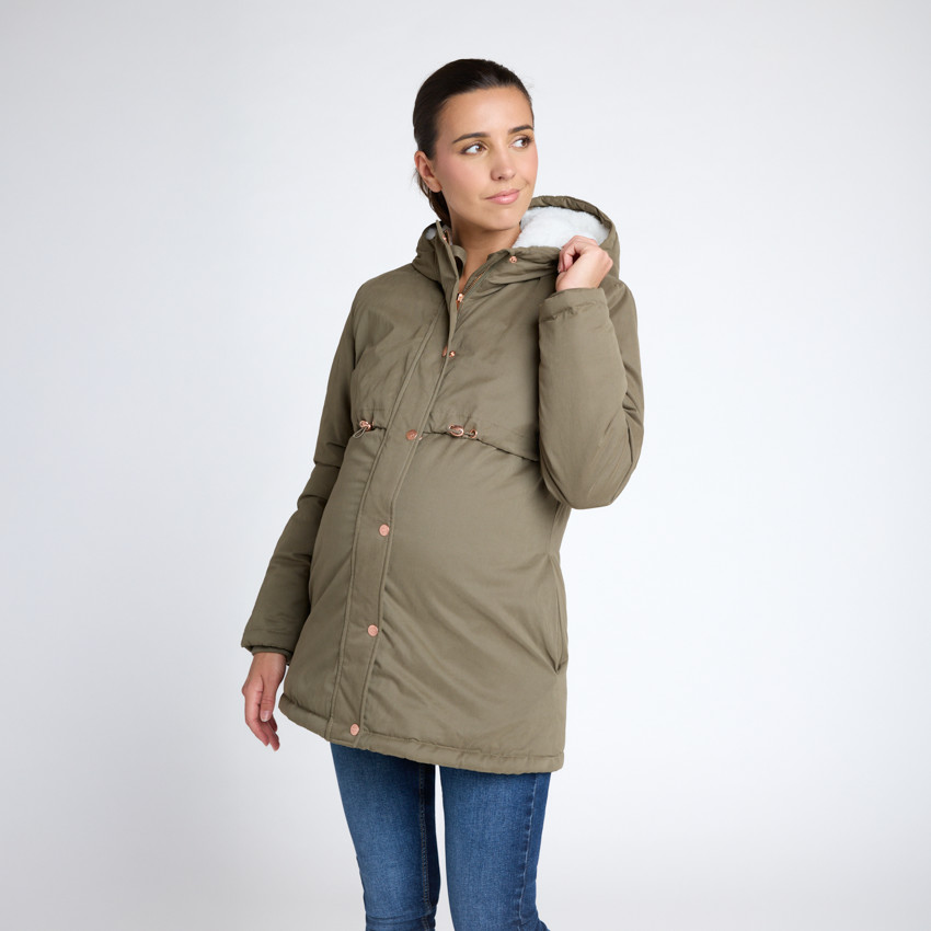 Parka de embarazo evolutiva forrada en sherpa 