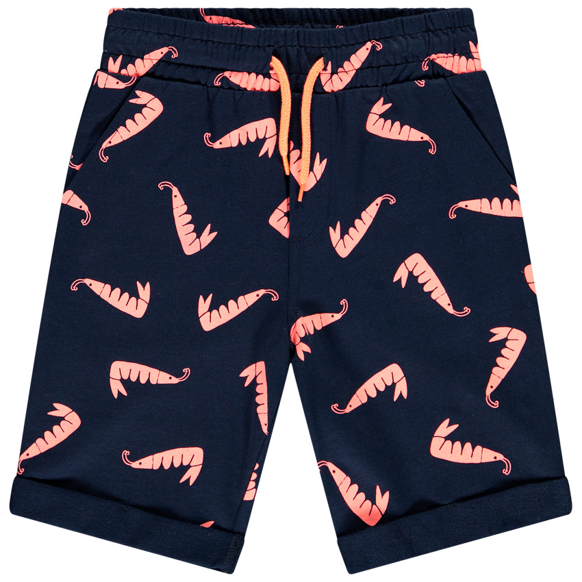 Bermuda estampada de camarones flúor para niño 