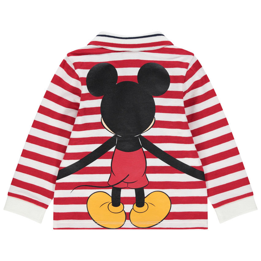 Polo de manga larga con rayas que contrastan y estampado de Mickey Disney 