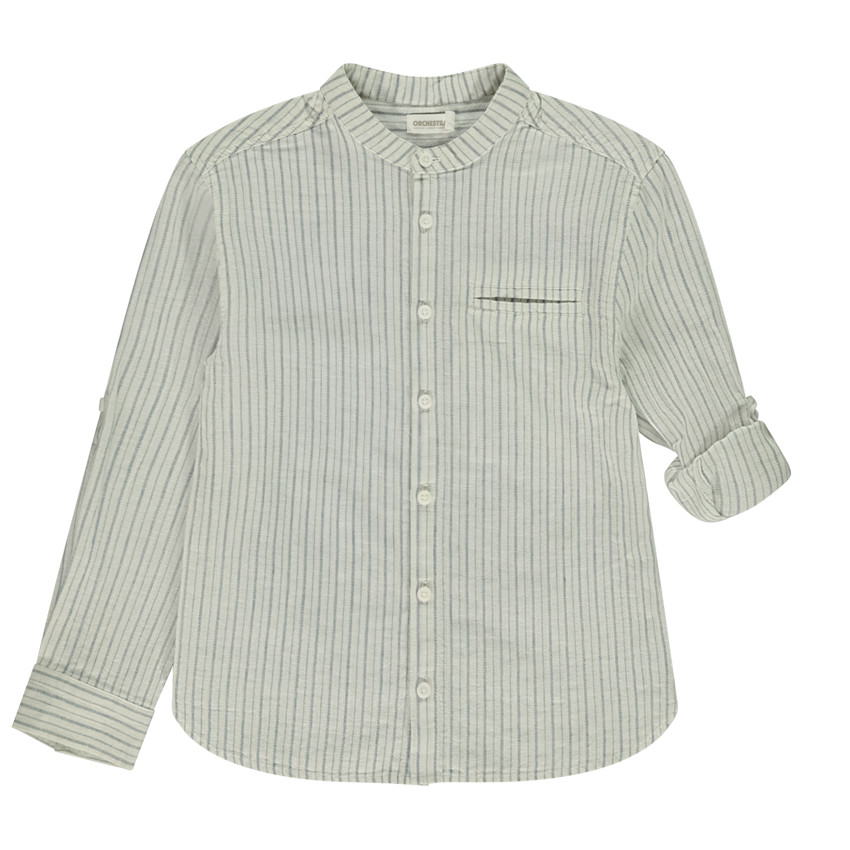 Camisa de manga larga remangable y rayada para niño 