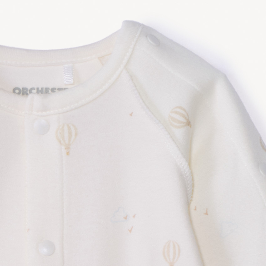 Pelele de terciopelo estampado con montgolfières para bebé prematuro 