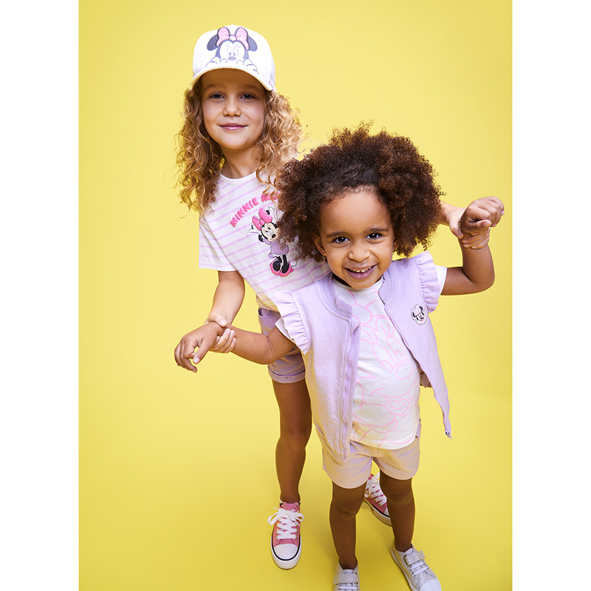 T-shirt manches courtes à rayures puff print Minnie Disney pour fille 