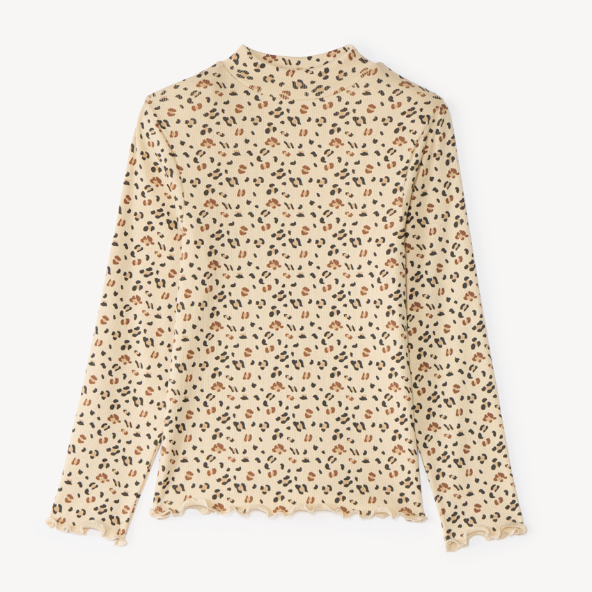Jersey de cuello alto para niña con estampado de leopardo 