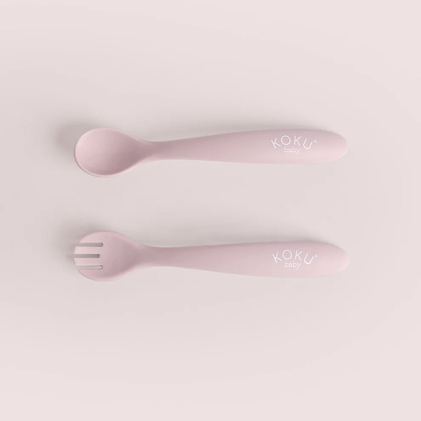 Cubiertos bebé +6M rosa 