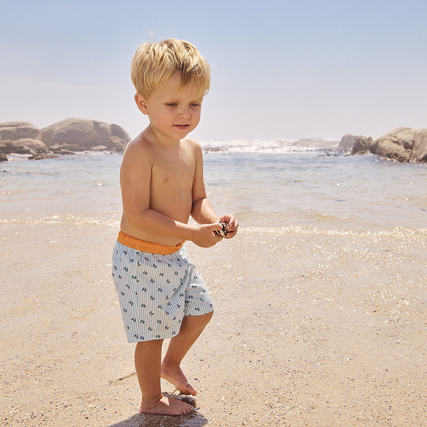 Short de baño en seersucker con estampado fantasía para bebé niño 