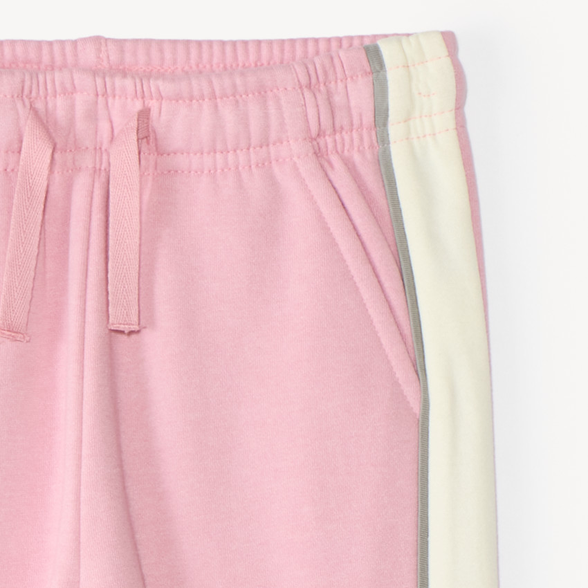 Pantalón de chándal rosa para niña con bandas contrastantes 