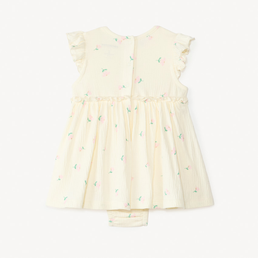 Vestido 2 en 1 con efecto arrugado y estampado divertido para niña bebé 