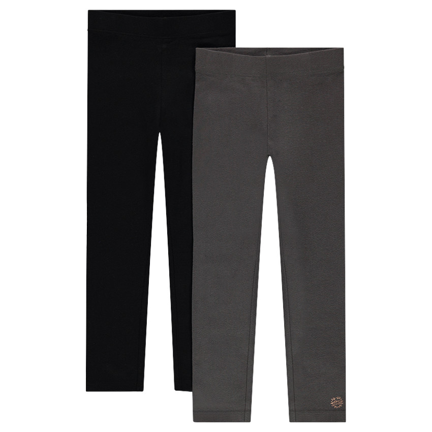 Juego de 2 leggings de punto con logo estampado 