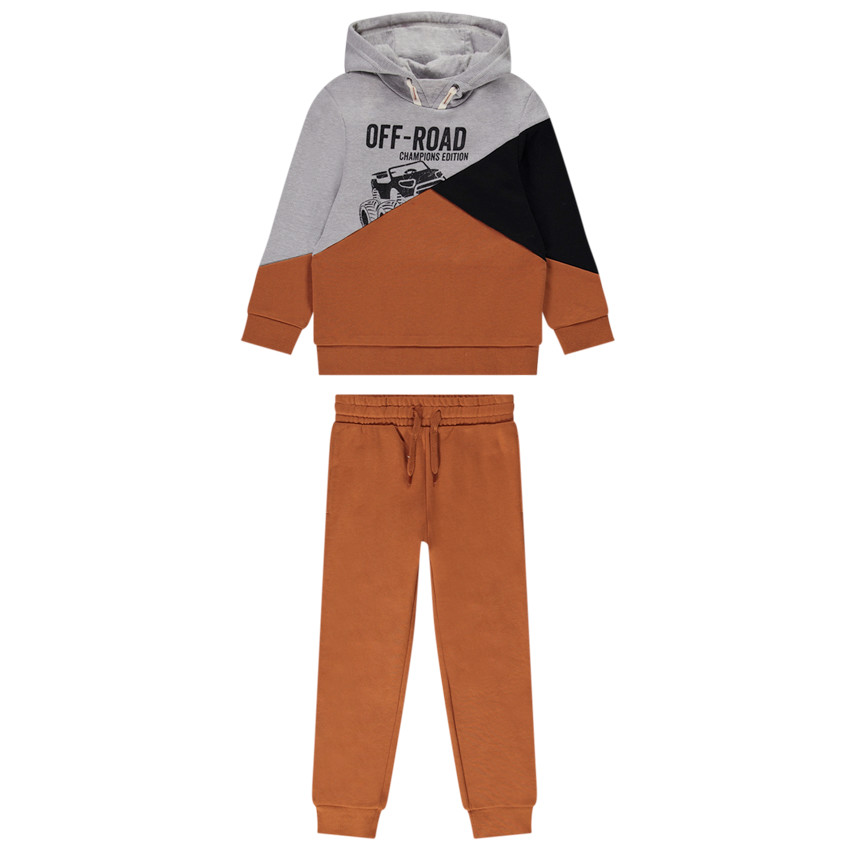 Conjunto de jogging colorblock de felpa para niño 