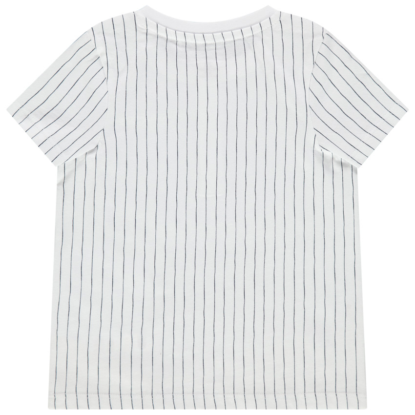 Camiseta de manga corta de algodón ecológico con rayas y mensaje estampado  Additional Camiseta de manga corta de algodón ecológico con rayas y mensaje estampado