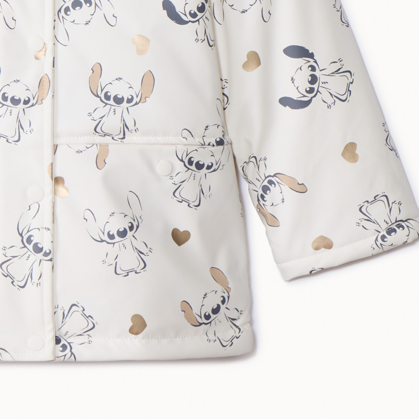 Parka de goma con estampado de corazones y Stitch Disney para niña 